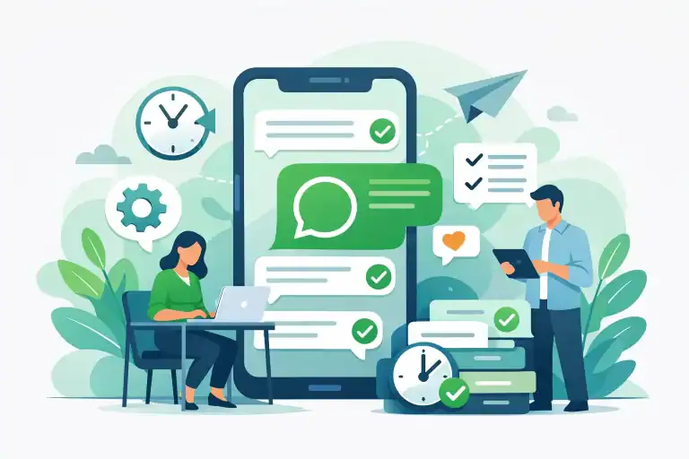 Illustration of WhatsApp message templates for business efficiency.