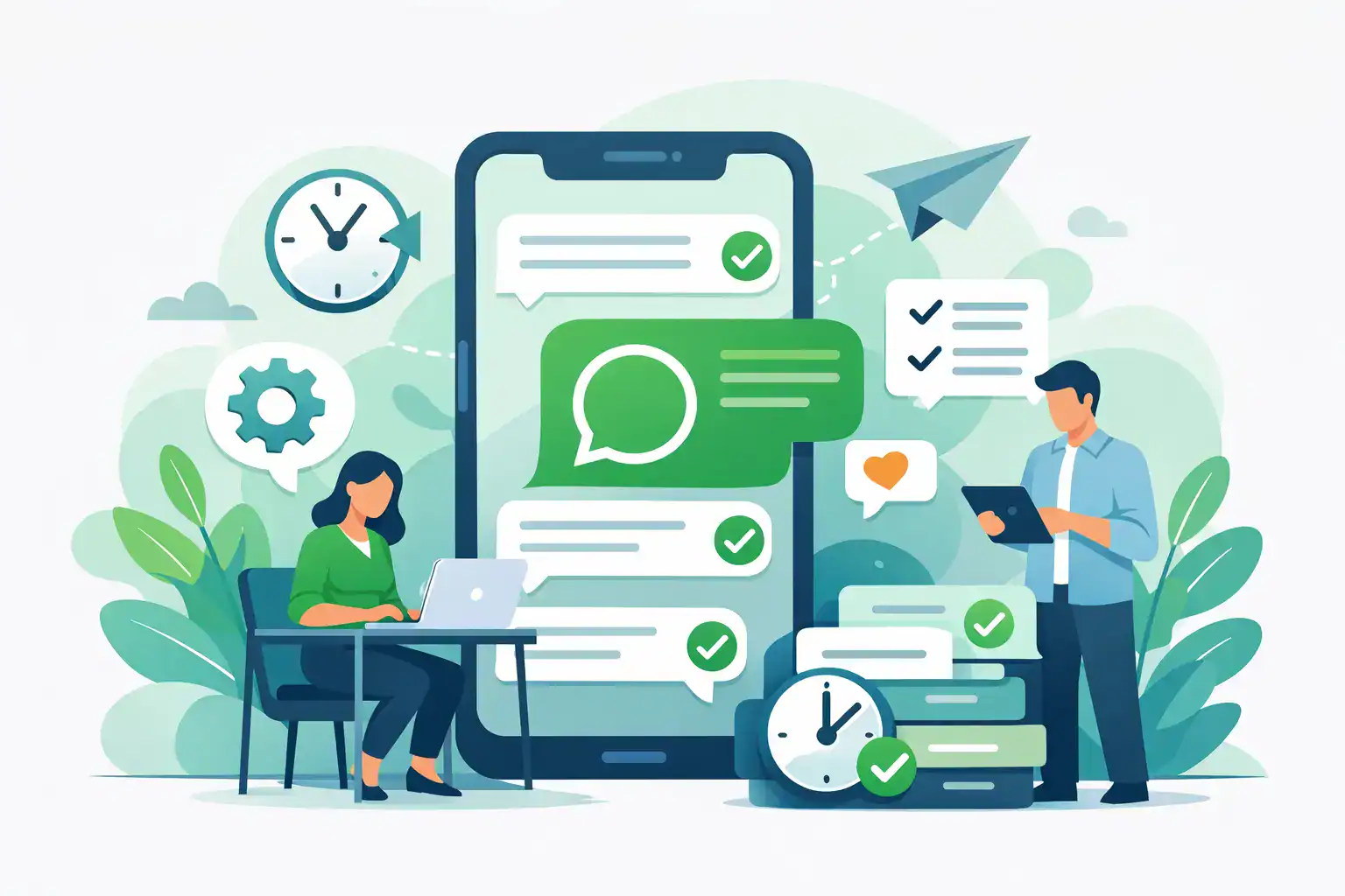 Illustration of WhatsApp message templates for business efficiency.