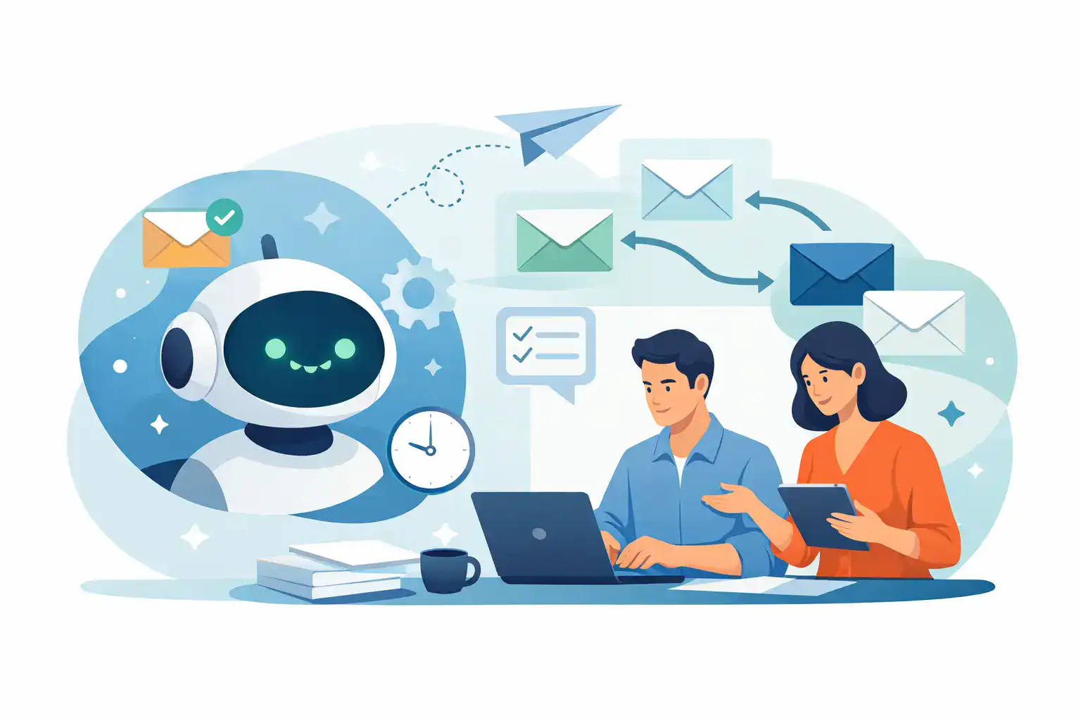 AI chatbot assisting with email prompts for productivity and communication.