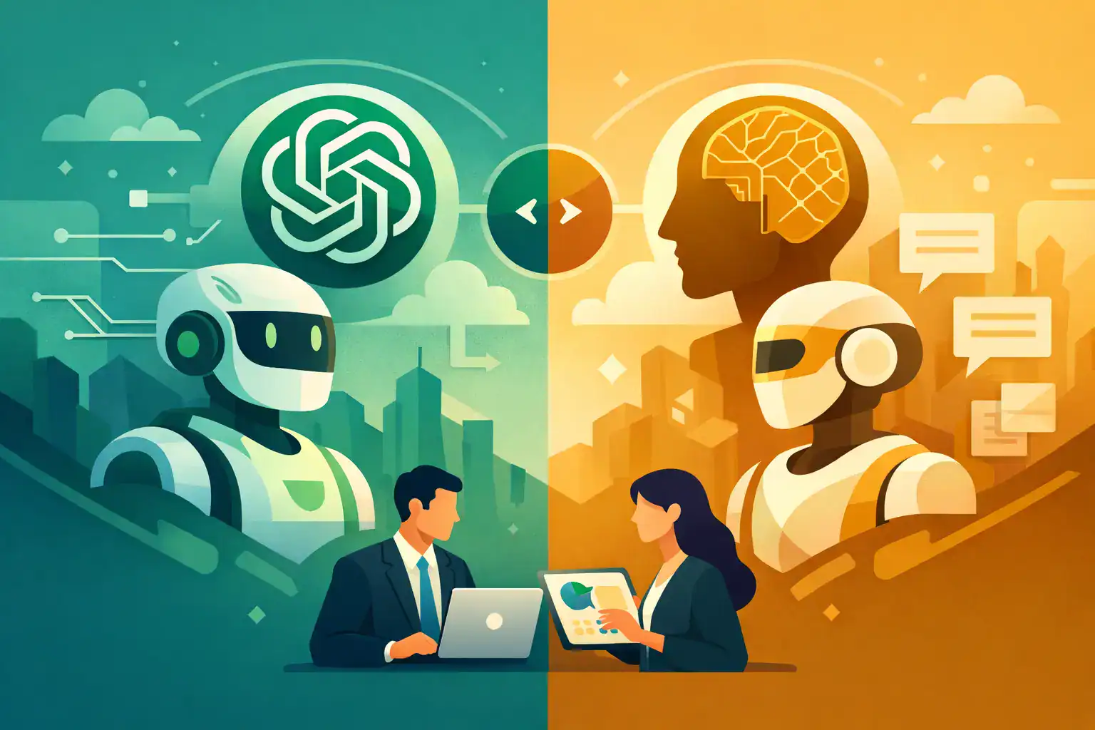 Comparison of ChatGPT and Claude AI models for business use.