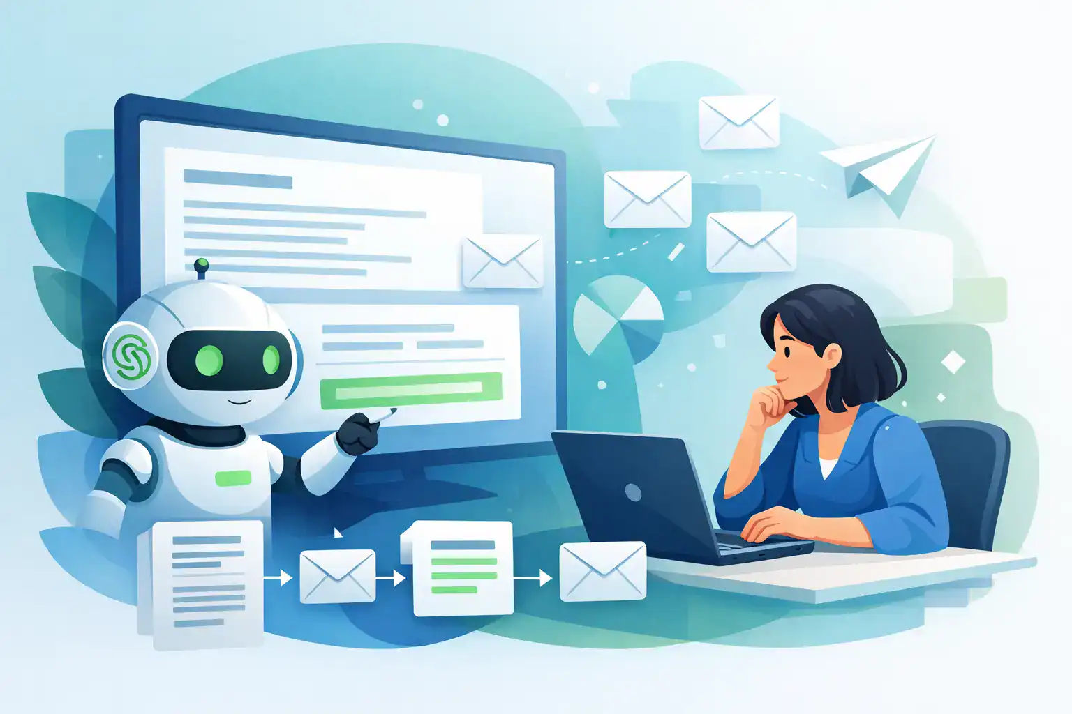 AI chatbot automates customer email responses efficiently.