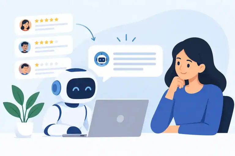 AI chatbot generating review responses for customer feedback.