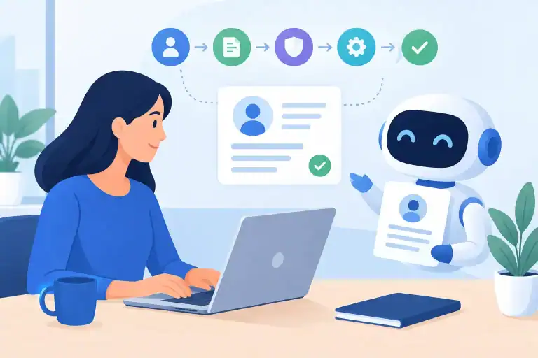 AI chatbot assisting with client onboarding process.
